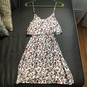 White dress with colorful flowers